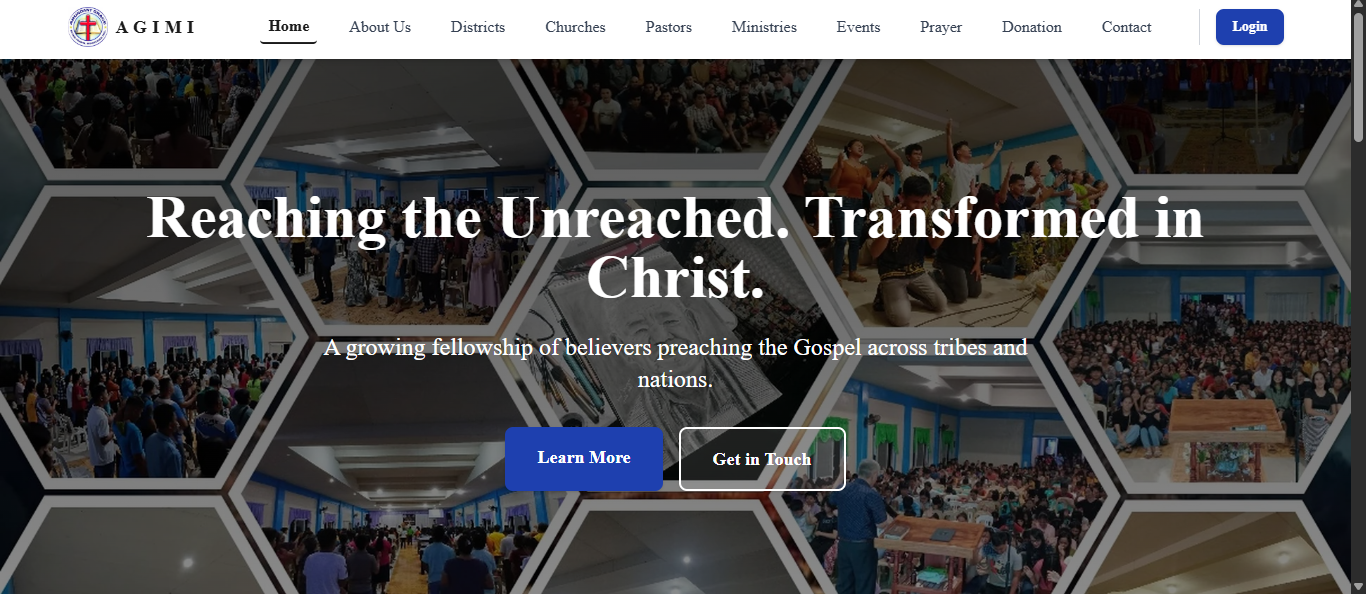 Church management platform interface with structured navigation
